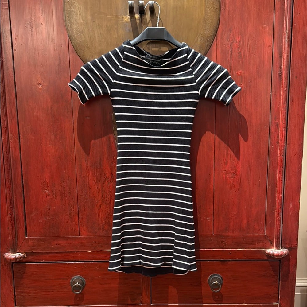 Reformation Black and White Striped Mini Dress
